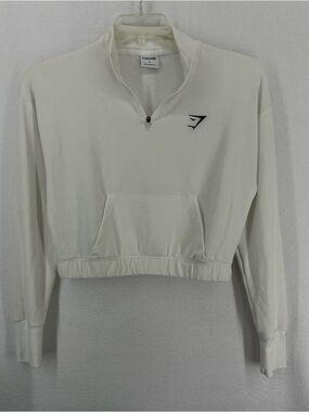 Gymshark Pippa Training Cropped Pullover Sweatshirt Small White